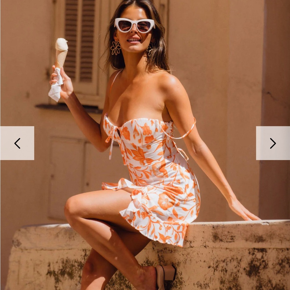 Floral Orange and White Sundress